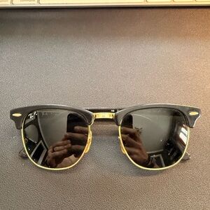 Ray-Ban Classic ClubMaster Black and Gold Sunglasses
